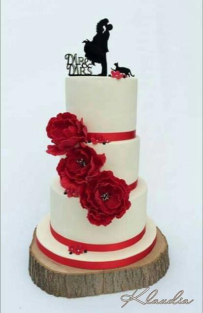 wedding cake with peonies - Cake by CakesByKlaudia