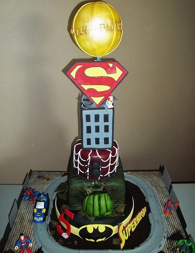 Super Hero Cake over 3' tall - Cake by Kosmic Custom Cakes