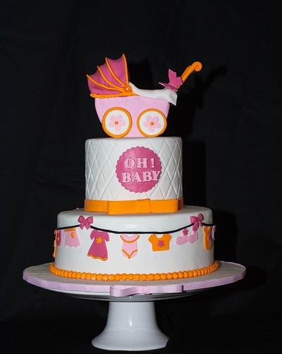 Orange and pink baby shower cake - Cake by Chaitra Makam