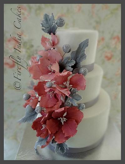 Open Peonies & Frosted Leaves. - Cake by Firefly India by Pavani Kaur