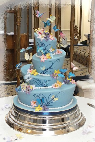 Wonky Wedding 4 tier Butterfly - Cake by Mother and Me Creative Cakes