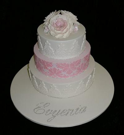 3 Tier old fashioned Christening cake.  - Cake by Linda Gades