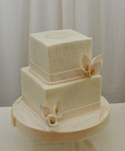 Simple Square White Wedding Cake - Cake by Sugarpixy