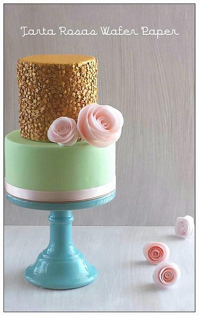 Wafer paper roses - Cake by Victoria Chavez
