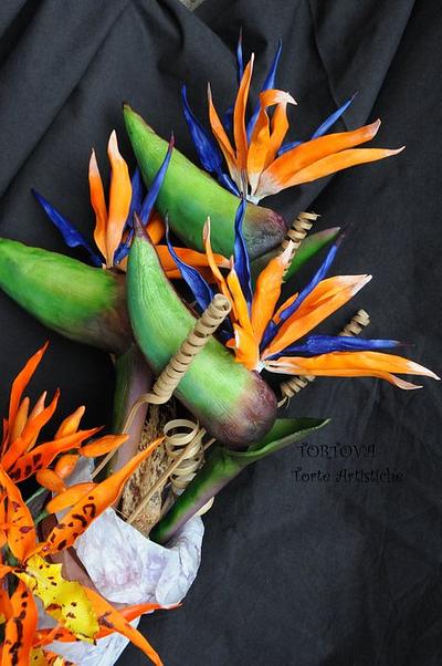 Bird of paradise with brassada orchid  - Cake by Anna