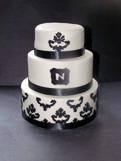 Black and White Damask - Cake by NickySignatureCakes