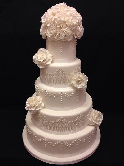 Roses & Lace Wedding Cake - Cake by Campbells House of Cakes