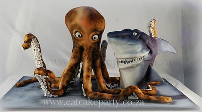 Octopus and Shark - Cake by Dorothy Klerck