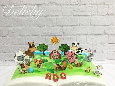 Farm animals open book cake  - Cake by Zahraa