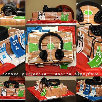 basketball, headphones - Cake by danadana2