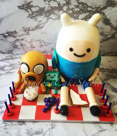 Adventure Time (Finn,Jake and BMO have a picnic) - Cake by Sherikah