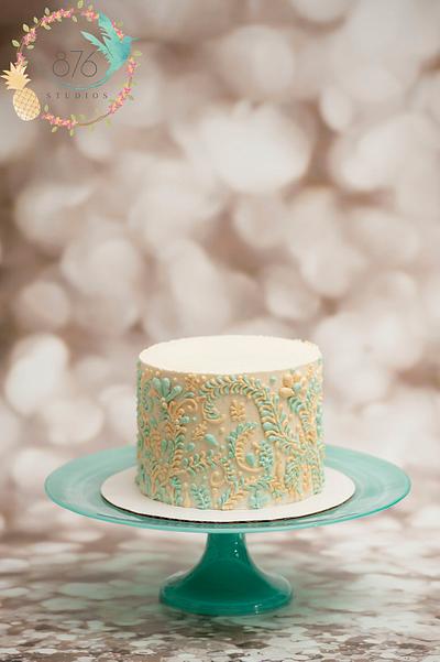 Blue Ivory Scroll - Cake by 876Cakes