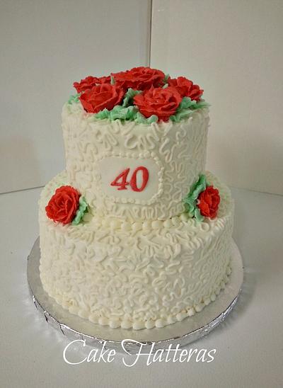 Traditional Ruby Red for a 40th Anniversary - Cake by Donna Tokazowski- Cake Hatteras, Martinsburg WV