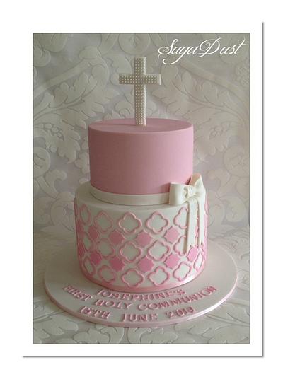 Pretty in Pink Communion Cake - Cake by Mary @ SugaDust