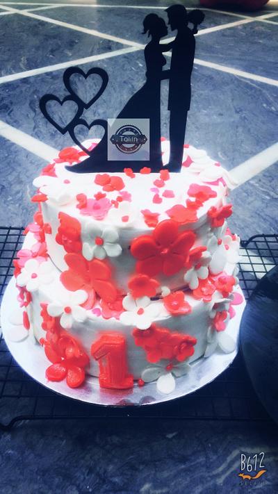 anniversary cake semi fondant for one year anniversary  - Cake by sheenam gupta