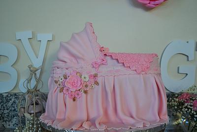 Baby Bassinet Cake for a Girl - Cake by Lea's Sugar Flowers