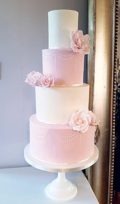 Blush pink and ivory rose wedding cake - Cake by Klis Cakery