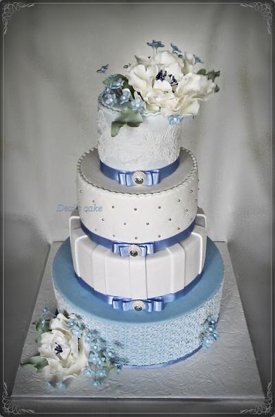 Wedding cake with peony - Cake by Desislava