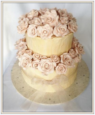 Wedding Cake with 50 Roses - Cake by Nicki Sharp