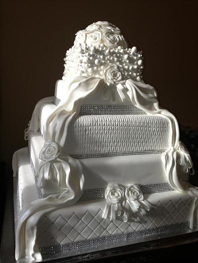 large 5 tier wedding cake  - Cake by pat & emma