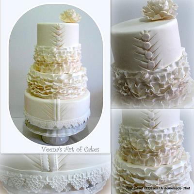 Ruffle Dress Inspired Wedding Cake  - Cake by Veenas Art of Cakes 