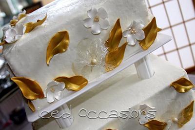 Gel Flower and Gold Leaf - Cake by Morgan