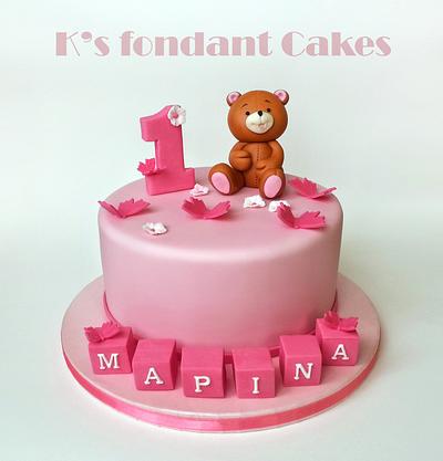 Forever Friends Teddy Bear & Butterflies - Cake by K's fondant Cakes