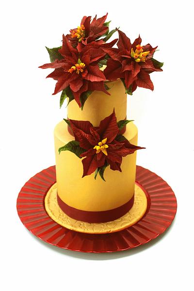 Red and gold poinsetias cake - Cake by Artym 