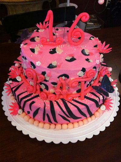 Sweet 16 Pink Leopard/Zebra - Cake by SugarMommas Custom Cakes