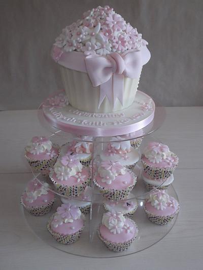 Pink cupcake tower  - Cake by Tracey
