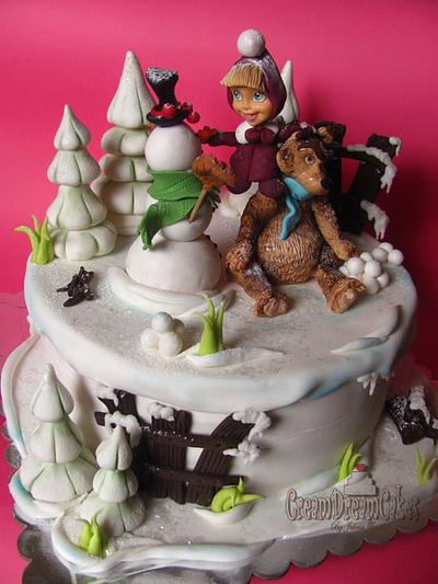 Masha and Bear on snow - Cake by Jelena