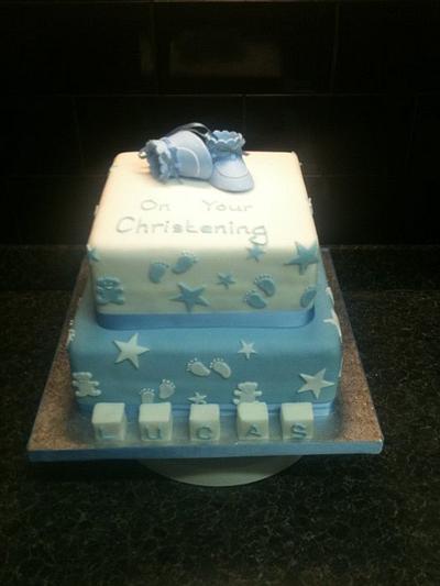 Christening Cake - my first tiered cake - Cake by CatiesCakes