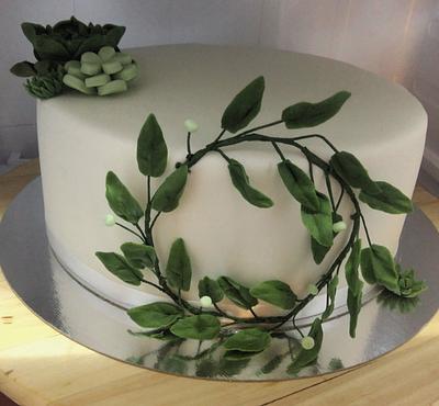 Little succulents and ring of leafs - Cake by ZuzanaHabsudova