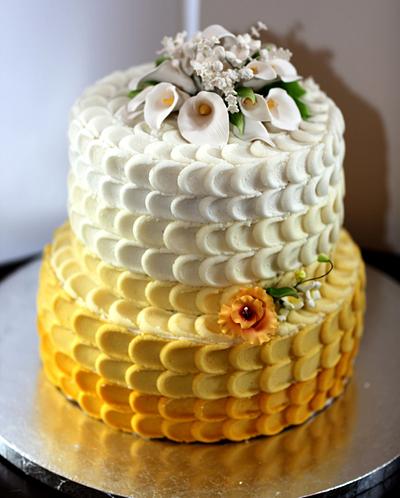 Yellow Ombre Petal Cake with lillies - Cake by Kellie Witzke