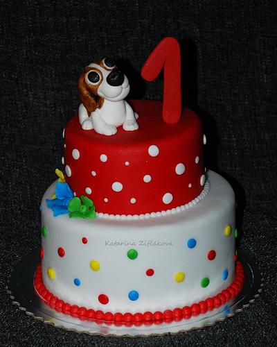 1st year  dots cake  - Cake by katarina139