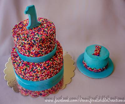 Sprinkles and Smash Cake for a 1st Birthday - Cake by Jennifer's Edible Creations