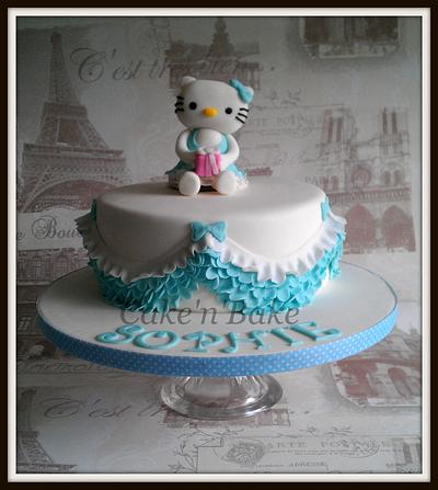 Hello Kitty Blue Frilly Cake - Cake by Helenmarie's Cake Boutique