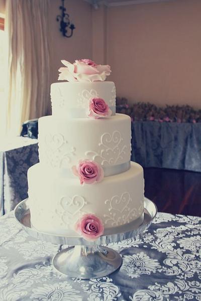 Wedding cake silver and dusty pink - Cake by Rebecca 