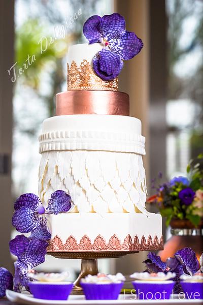 Purple Orchid and Copper Wedding - Cake by Torta Deliziosa