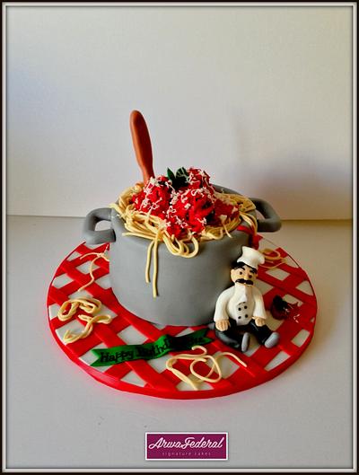 Spaghetti and meat balls  - Cake by Arwa