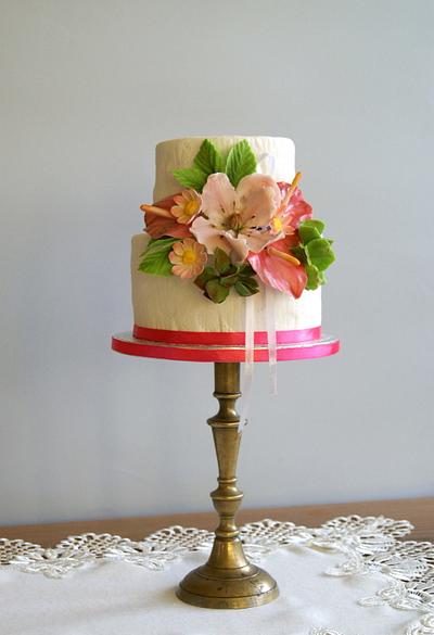Pink flowers on birthday - Cake by Katarzynka