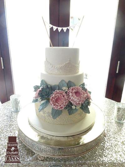Peony wedding cake - Cake by Dragons and Daffodils Cakes