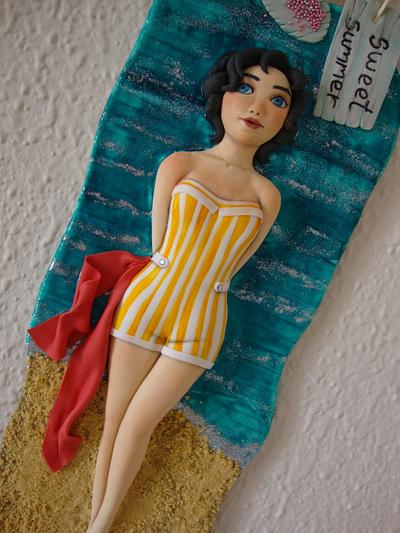 Vintage girl in the sea,  Collaboration Sweet Summer - Cake by Irina Sanz
