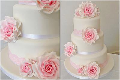 Pale pink roses and lace - Cake by QueenOfCakes(WALES)