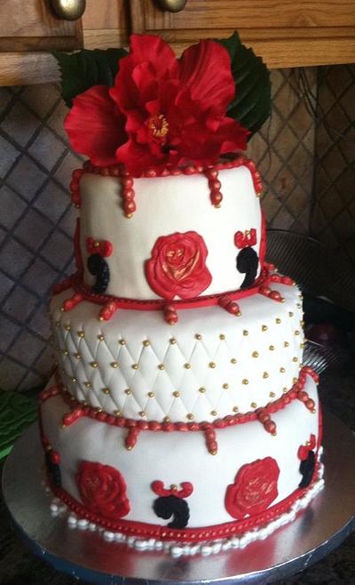 three tiered ruby anniversary cake - Cake by Pretty Custom Cakes