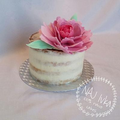 Peony seminaked cake - Cake by Iva
