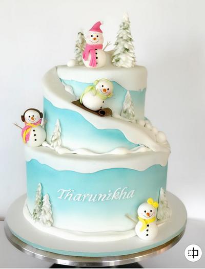 Snow man themed cake  - Cake by Inds