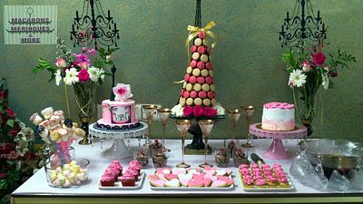 PDCA Caker Buddies Dessert Table Collaboration  : PINK & GOLD P🗼RIS - Cake by RupalsCakes (MACARONS MERINGUES &MORE )