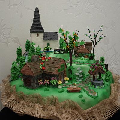 Houses on the hill - Cake by Margadan