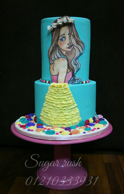 Pretty girl cake (hand painted)  - Cake by Sara Mohamed